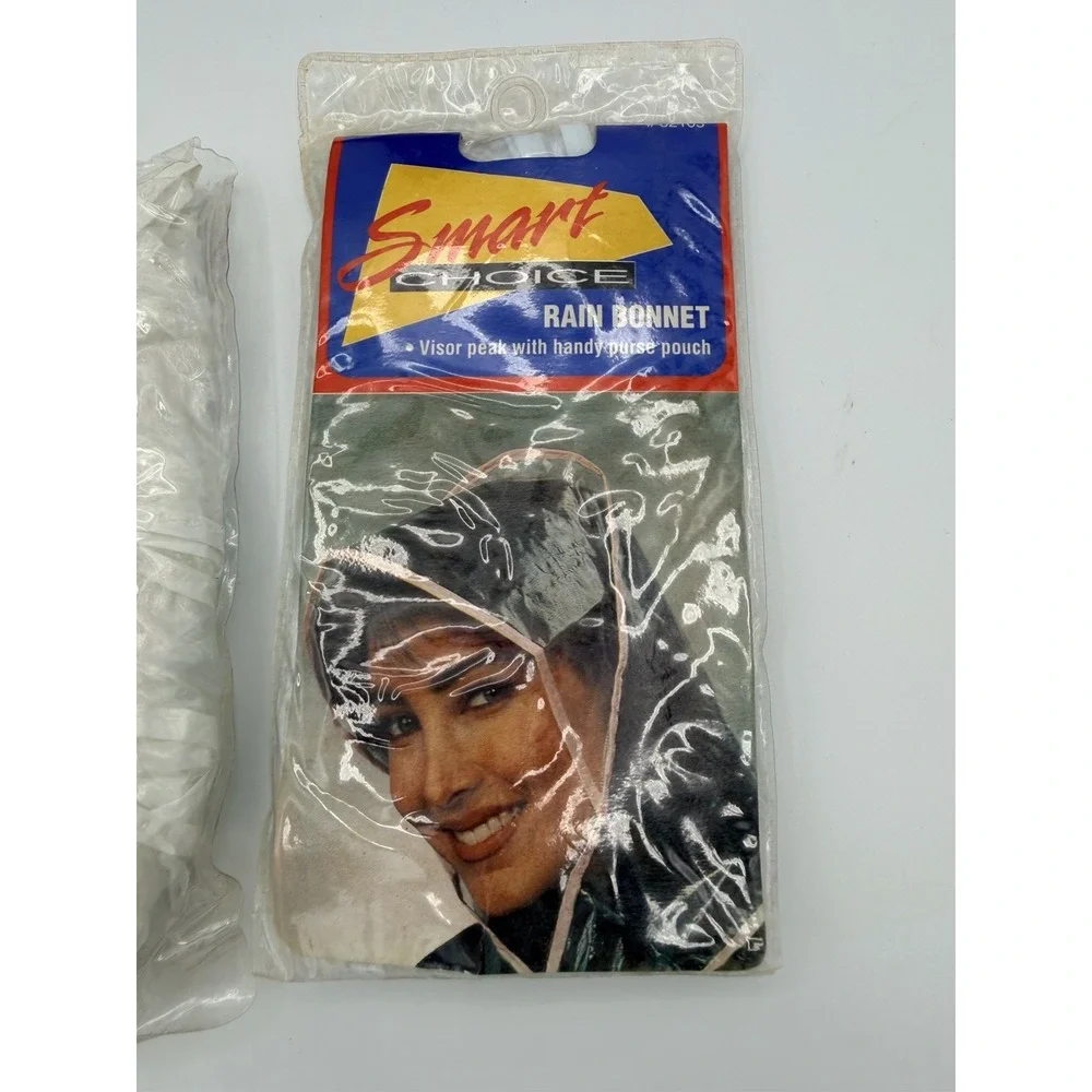 Vintage Hair Rain Bonnet Clear set of 2 Smart Choice
